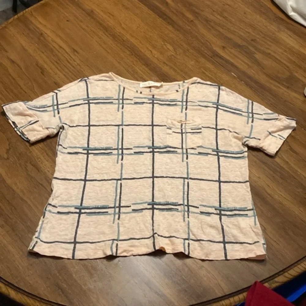 Tory Burch 100% Linen Grid Tee